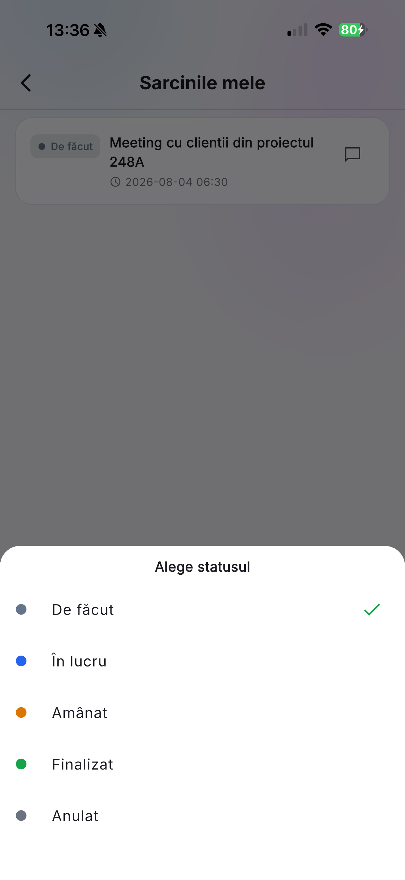 Sarcini și to-do de echipă